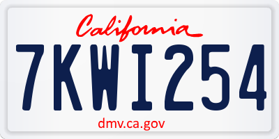 CA license plate 7KWI254