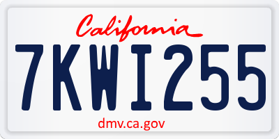 CA license plate 7KWI255