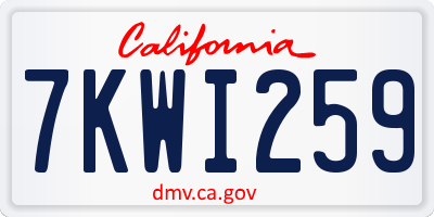 CA license plate 7KWI259