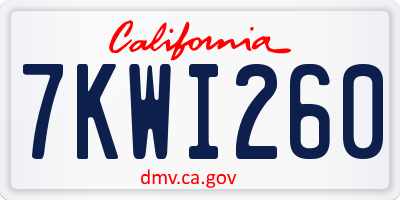 CA license plate 7KWI260