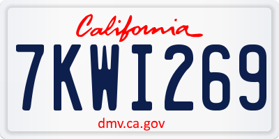 CA license plate 7KWI269