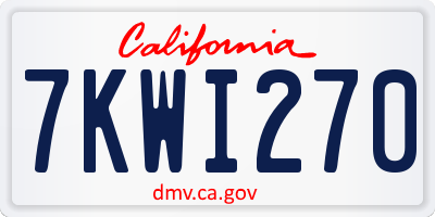 CA license plate 7KWI270