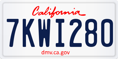 CA license plate 7KWI280