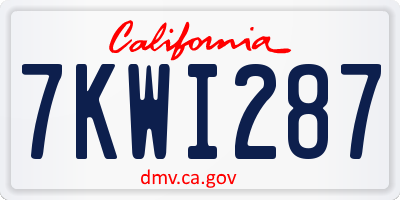 CA license plate 7KWI287