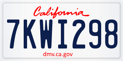CA license plate 7KWI298