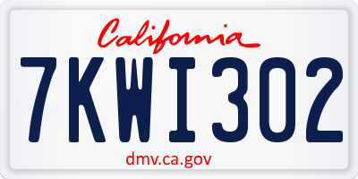 CA license plate 7KWI302