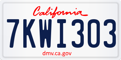 CA license plate 7KWI303