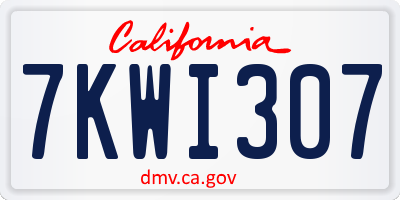 CA license plate 7KWI307