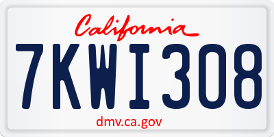CA license plate 7KWI308