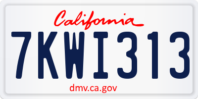 CA license plate 7KWI313