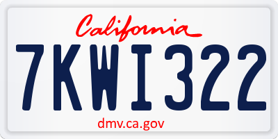 CA license plate 7KWI322