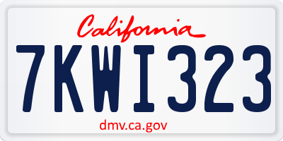 CA license plate 7KWI323