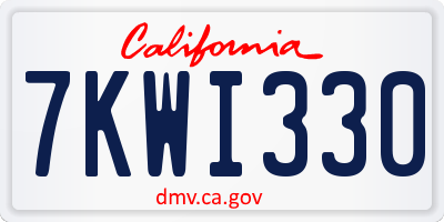 CA license plate 7KWI330