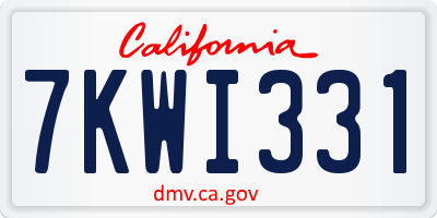 CA license plate 7KWI331