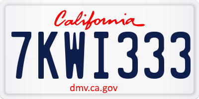 CA license plate 7KWI333