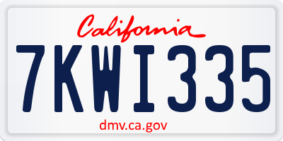 CA license plate 7KWI335