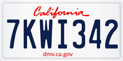 CA license plate 7KWI342
