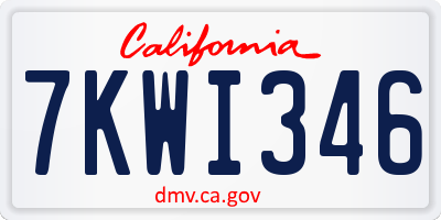 CA license plate 7KWI346