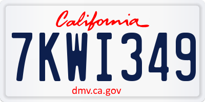 CA license plate 7KWI349