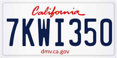 CA license plate 7KWI350
