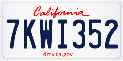 CA license plate 7KWI352