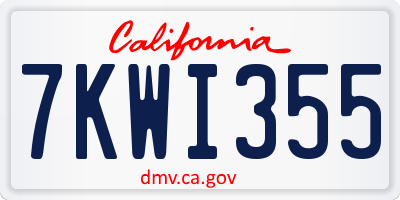 CA license plate 7KWI355