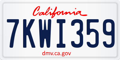 CA license plate 7KWI359