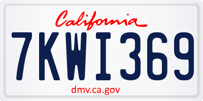 CA license plate 7KWI369