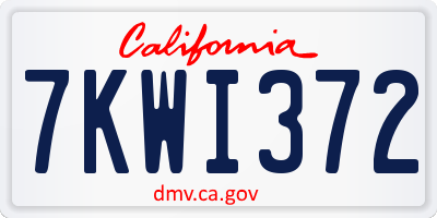 CA license plate 7KWI372