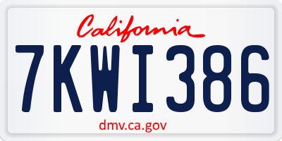 CA license plate 7KWI386