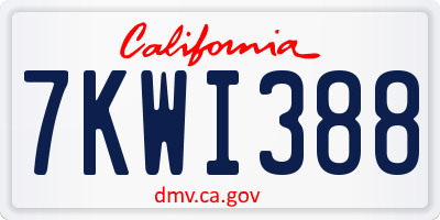 CA license plate 7KWI388