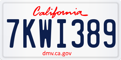 CA license plate 7KWI389