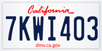 CA license plate 7KWI403
