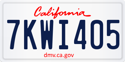 CA license plate 7KWI405