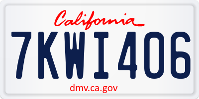 CA license plate 7KWI406