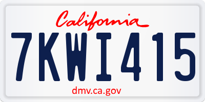 CA license plate 7KWI415