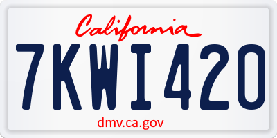 CA license plate 7KWI420
