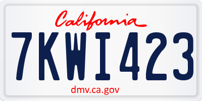 CA license plate 7KWI423