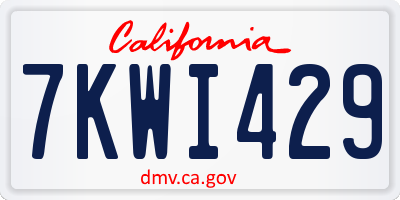 CA license plate 7KWI429