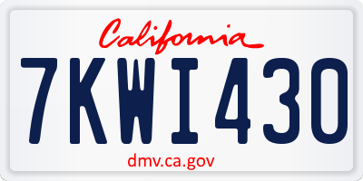 CA license plate 7KWI430