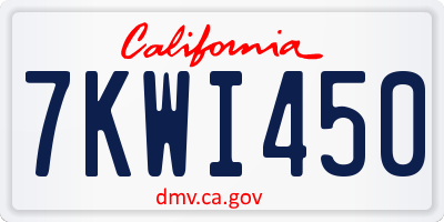 CA license plate 7KWI450