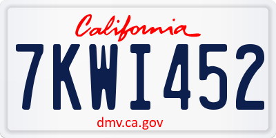 CA license plate 7KWI452