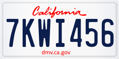 CA license plate 7KWI456