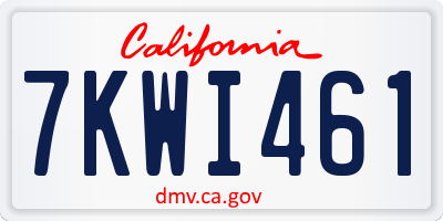 CA license plate 7KWI461