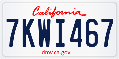 CA license plate 7KWI467