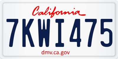 CA license plate 7KWI475