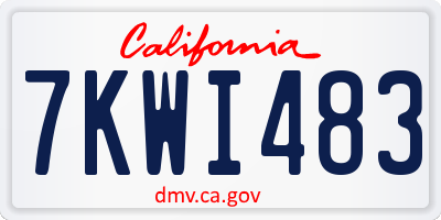 CA license plate 7KWI483