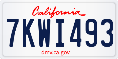 CA license plate 7KWI493