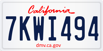 CA license plate 7KWI494