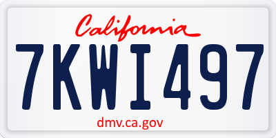 CA license plate 7KWI497